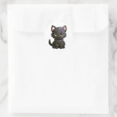 Sticker Rond Baguette de chat noir (Sac)