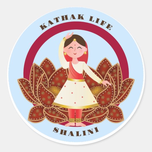 Sticker Rond Baguette de danse Cute Kathak (Devant)