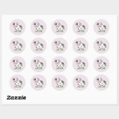 Sticker Rond Baguette de dessin de vache mignonne (Feuille)