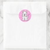 Sticker Rond Baguette de dessin mignonne Cartoon Westie (Sac)