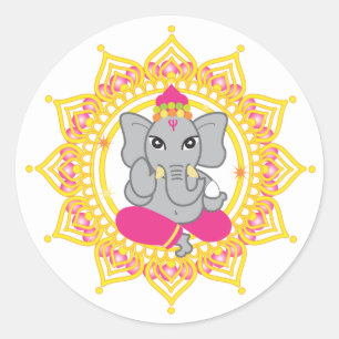 Sticker Rond Baguette de ganesha rose