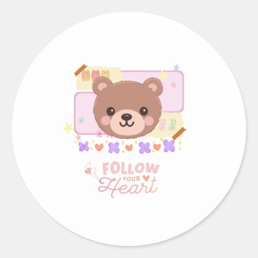 Sticker Rond Baguette de l'ours mignon (Devant)