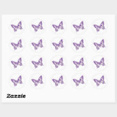Sticker Rond Baguette de mariage gris-pourpre du papillon Swall (Feuille)