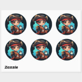 Sticker Rond Baguette de pirate (Feuille)