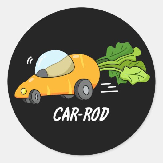 Sticker Rond Baguette de voiture Funny Carott Pun Dark BG (Devant)