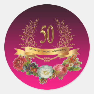Sticker Rond Baguette du 50e anniversaire du Mariage
