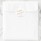 Sticker Rond Baguette du Nouvel An Joyeux - Blanc & Or (Sac)