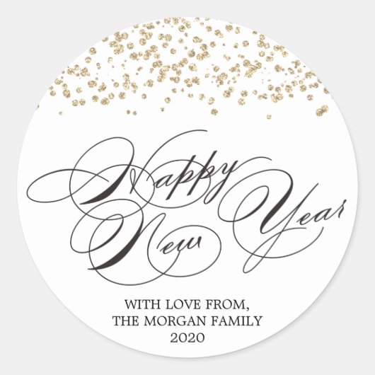 Sticker Rond Baguette du Nouvel An - Soirée du Nouvel An (Devant)