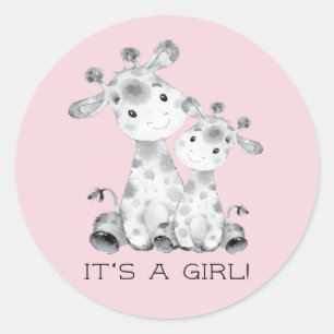 Sticker Rond Baguette Giraffe C'est une chatte de Faveur fille