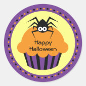 Sticker Rond Baguette Halloween Cupcake Spider Favoriser Sticke (Devant)