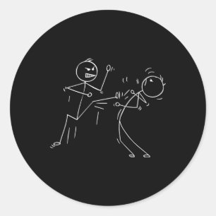 Sticker Rond Baguette karaté Funny Figure Karate