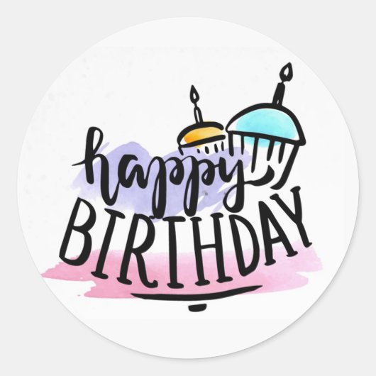 Sticker Rond Baguette ronde classique d'anniversaire (Devant)