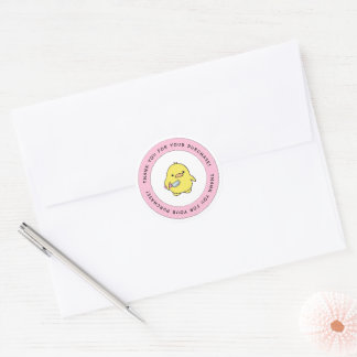 Sticker Rond Baguette ronde en Merci de canard jaune mignon
