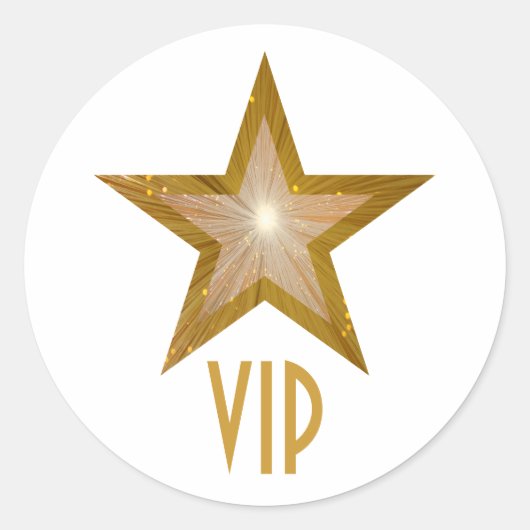 Sticker Rond Baguette ronde "Gold" Star VIP blanche (Devant)