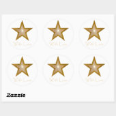 Sticker Rond Baguette ronde Gold Star 'With Love' blanche (Feuille)