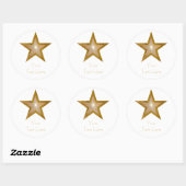 Sticker Rond Baguette ronde Gold Star 'Your Text' blanc (Feuille)