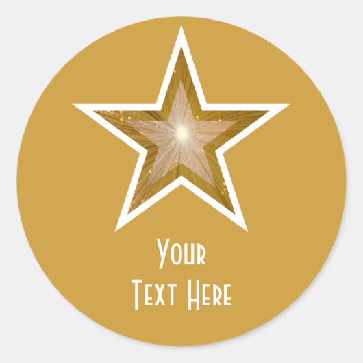 Sticker Rond Baguette ronde "Gold" Star 'Your Text' jaune (Devant)