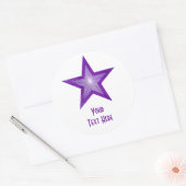Sticker Rond Baguette ronde Purple Star 'Your Text' blanc (Enveloppe)