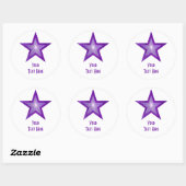 Sticker Rond Baguette ronde Purple Star 'Your Text' blanc (Feuille)