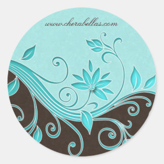 Sticker Rond Baguette spa de salon Bleu bijou brun