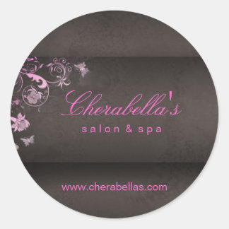 Sticker Rond Baguette spa de salon papillon rose brun