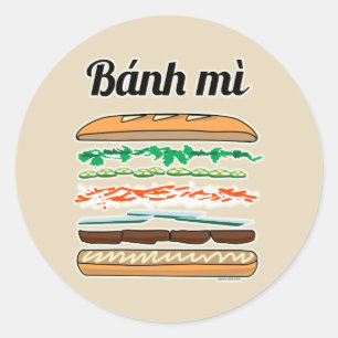 Sticker Rond Baguette vietnamienne de pain français de sandwic