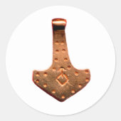 Sticker Rond Baguettes blanches en cuivre Thor Hammer (Devant)