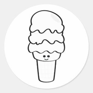 Sticker Rond Baguettes COLORÉES À LA Crème De Glace De Kawai