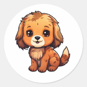Sticker Rond Baguettes d'animaux mignonnes pour un chien aimant