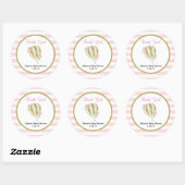 Sticker Rond Baguettes de baby shower à air chaud en or rose (Feuille)