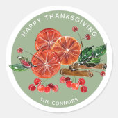 Sticker Rond Baguettes de cannelle en tranches d'orange d'autom (Devant)