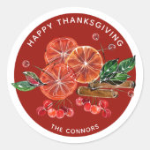 Sticker Rond Baguettes de cannelle en tranches d'orange d'autom (Devant)