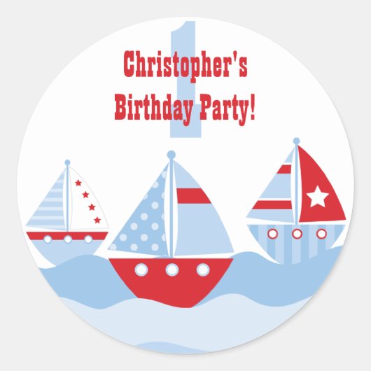 Sticker Rond Baguettes de fête d'anniversaire des voiliers de m (Devant)