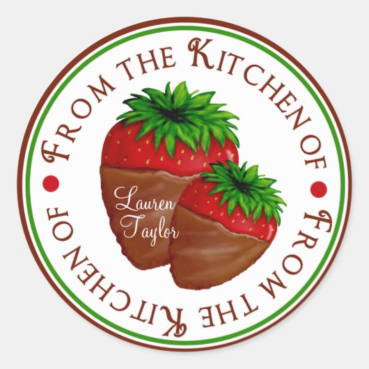 Sticker Rond Baguettes de fraises couvertes de chocolat (Devant)