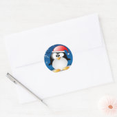 Sticker Rond Baguettes de pingouin amusantes pour une joyeuse n (Enveloppe)