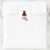 Sticker Rond Baguettes rouge et noir Ladybug "LOVE BUG" (Sac)