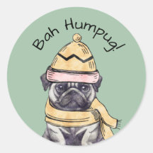 Bah Humpug Mignon Noël Pug Illustré Hiver
