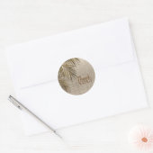 Sticker Rond Bahama Breeze Bronze Palm Rustique Burlap Mariage (Enveloppe)