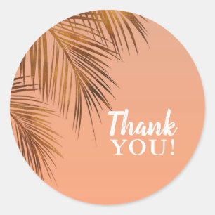 Sticker Rond Bahama Breeze Bronze Palme Corail Pêche Mariage