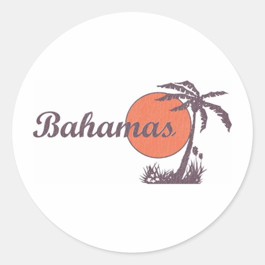Sticker Rond Bahama Worn Retro (Devant)