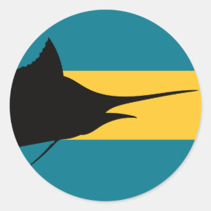 Sticker Rond Bahamas Blue marlin Bahamian National Animal Flag
