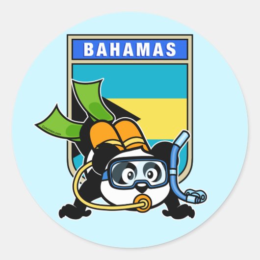 Sticker Rond Bahamas Scuba Panda (Devant)