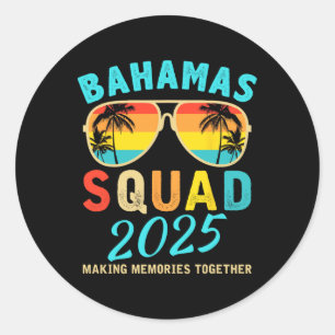Sticker Rond Bahamas Vacation 2025 Squad Famille amis Matchin