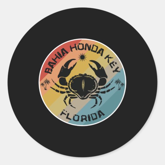 Sticker Rond Bahia Honda Key Floride Crab Art (Devant)