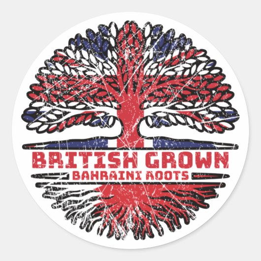 Sticker Rond Bahrain Bahraini British UK Tree Roots Flag (Devant)