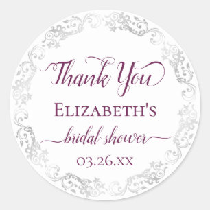 Sticker Rond Baie de Lace d'Argent sur Remerciement de Baby Sho