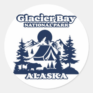 Sticker Rond Baie Glacier Alaska