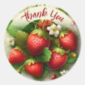 Sticker Rond Baie Sucrée Aquarelle Fraise Merci (Devant)