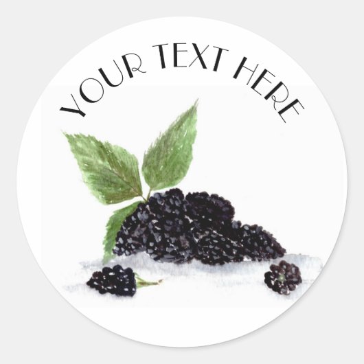 Sticker Rond Baies d'aquarelle aux fruits de Blackberry aliment (Devant)