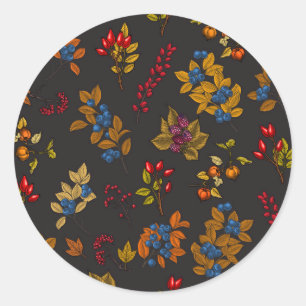 Sticker Rond Baies d'automne sur chocolat brun 2